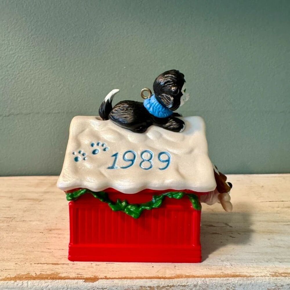 1989 Hallmark Lets Play Bobblehead Dog & Cat Vintage Christmas Keepsake Ornament - Picture 5 of 7